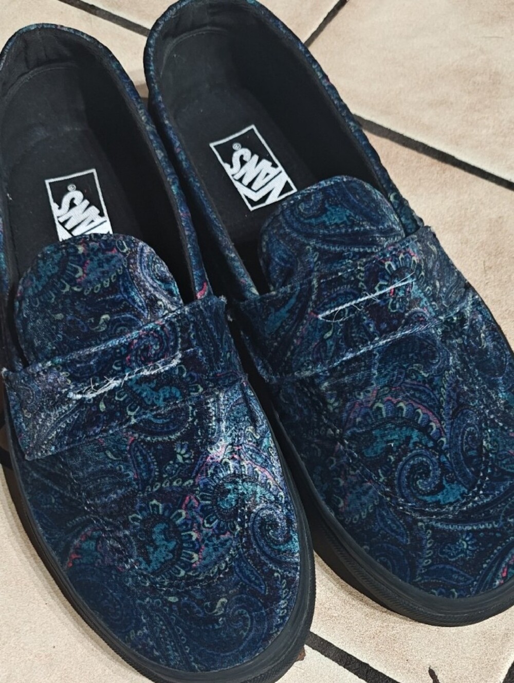 Vans Men’s Navy Paisley Slip-On Loafers - Picture 6 of 7